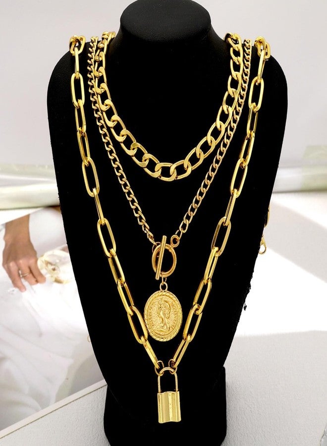 JAVARNV Chunky Gold Necklace Layered Necklaces for Women Stackable Statement Necklace Punk Jewelry Fashion Accessories - Image 3